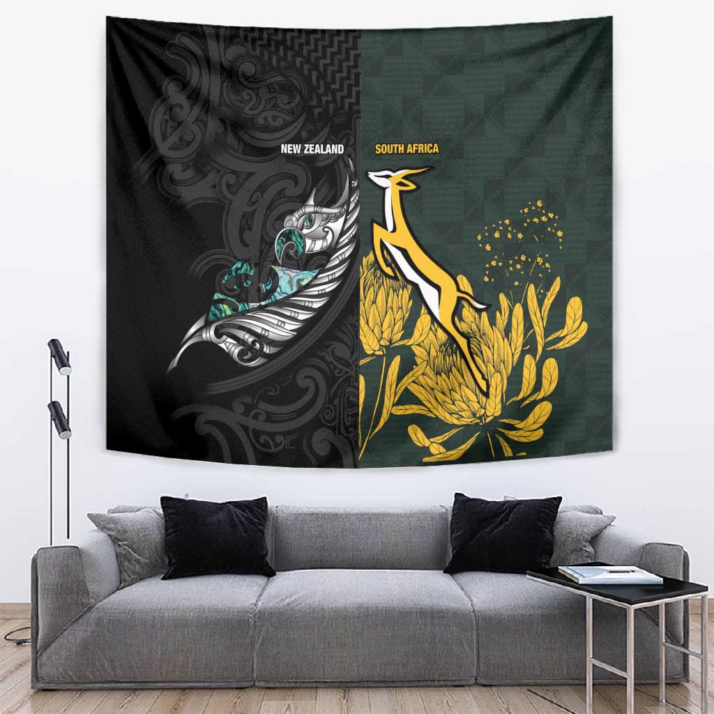 New Zealand vs South Africa Rugby Tapestry Maori - African Pattern LT15