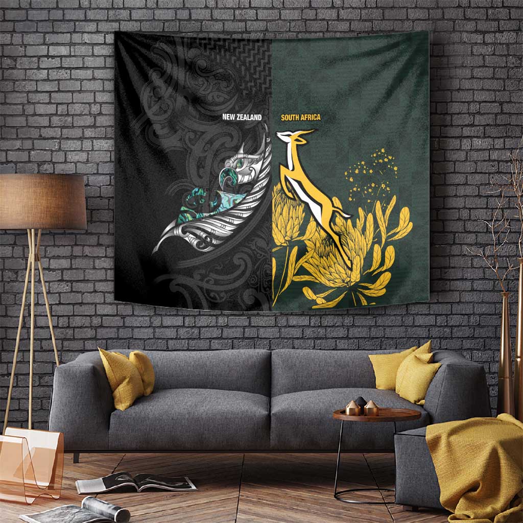 New Zealand vs South Africa Rugby Tapestry Maori - African Pattern LT15