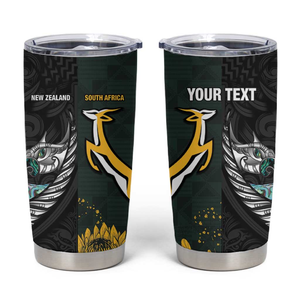 New Zealand vs South Africa Rugby Custom Tumbler Cup Maori - African Pattern LT15