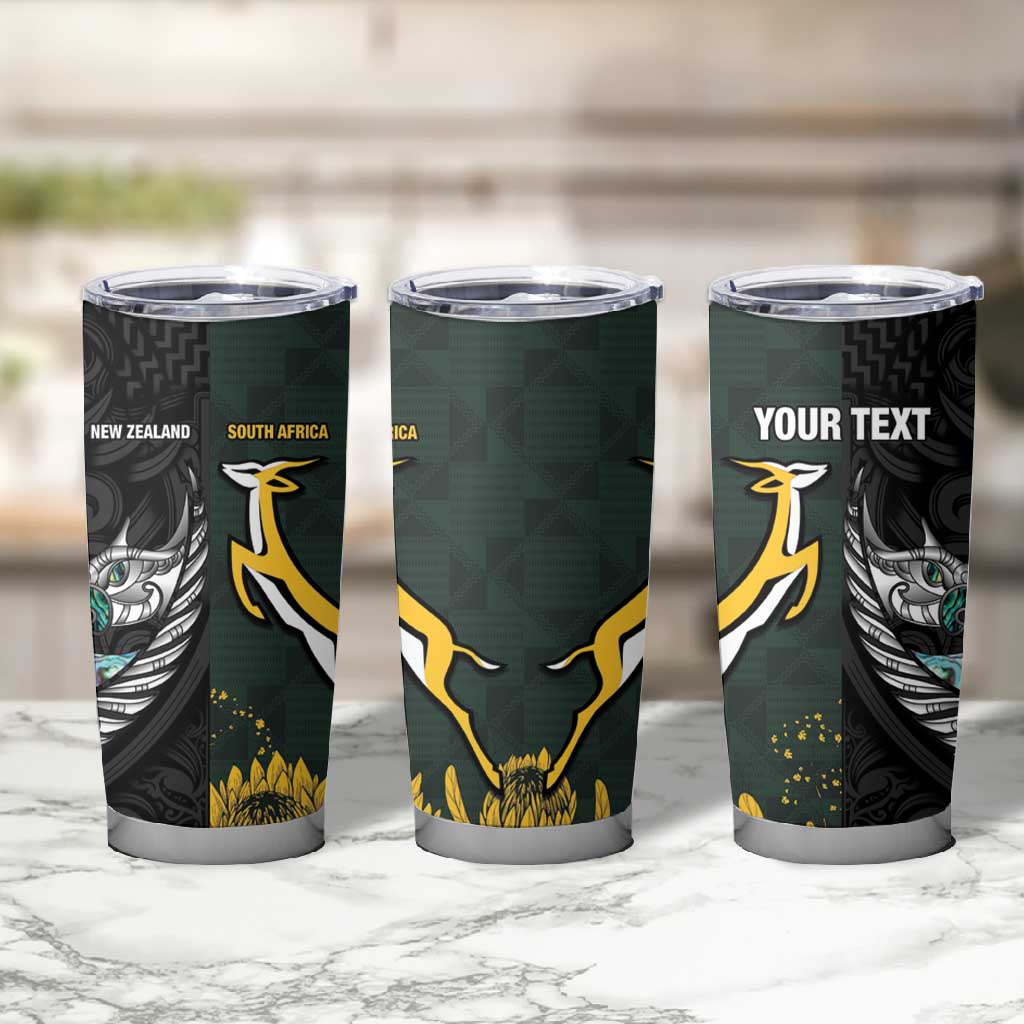 New Zealand vs South Africa Rugby Custom Tumbler Cup Maori - African Pattern LT15