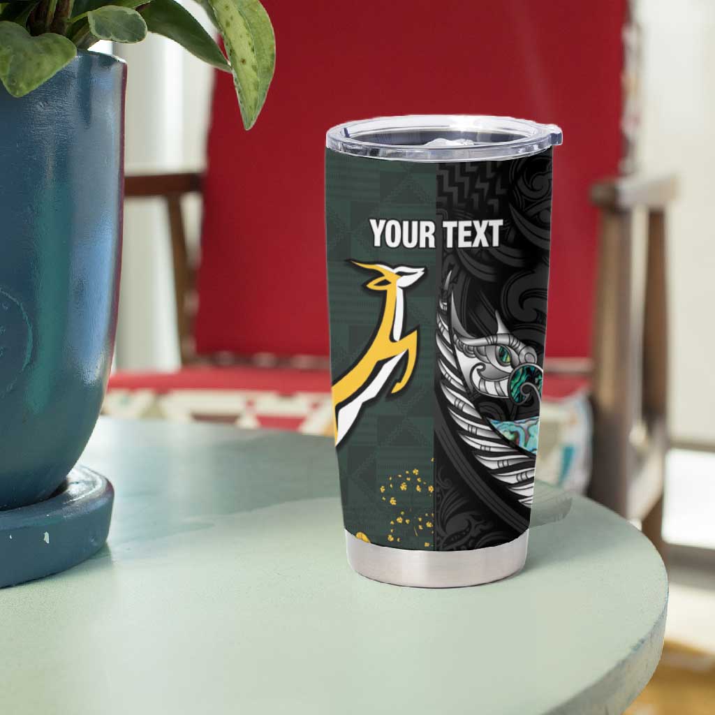 New Zealand vs South Africa Rugby Custom Tumbler Cup Maori - African Pattern LT15