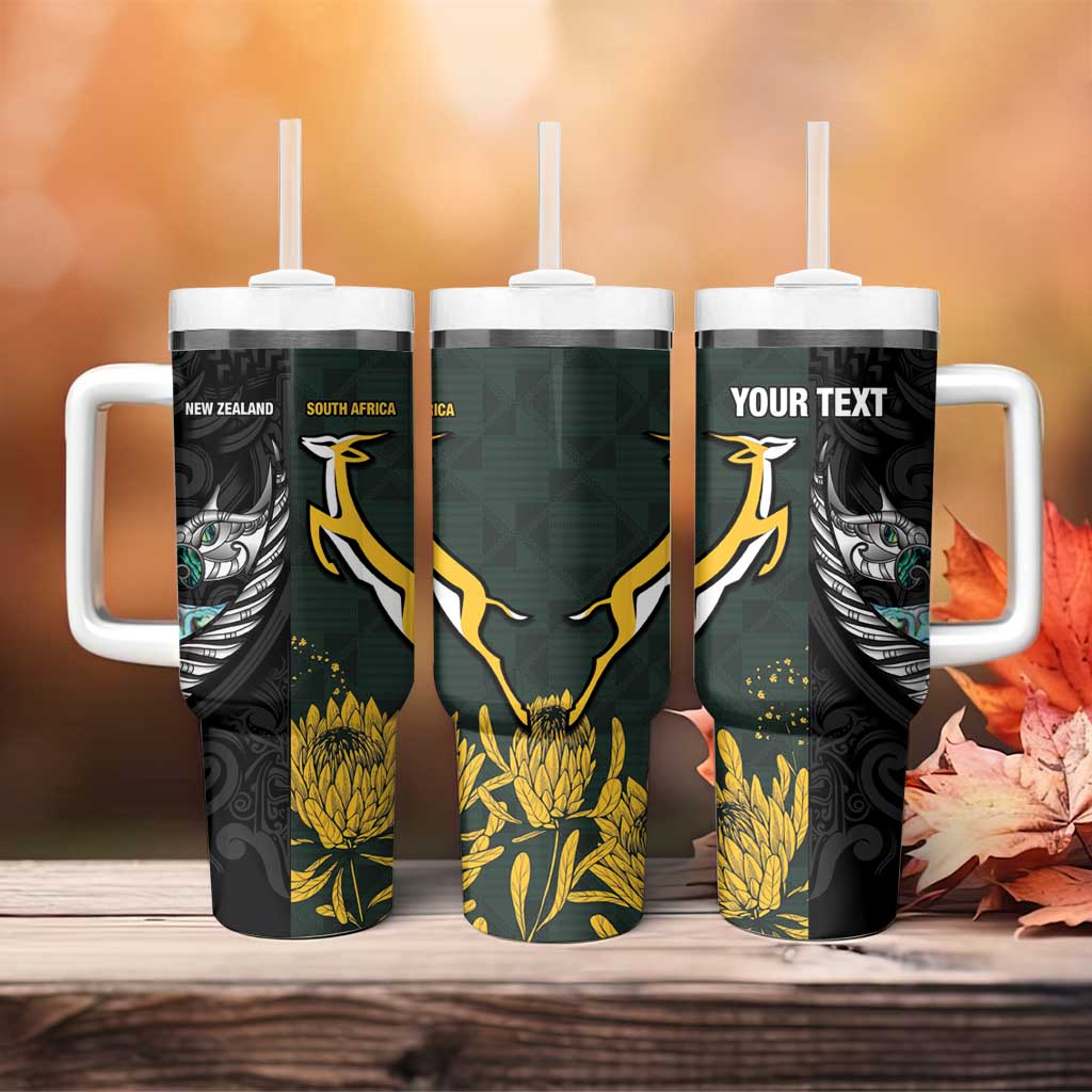 New Zealand vs South Africa Rugby Custom Tumbler With Handle Maori - African Pattern LT15