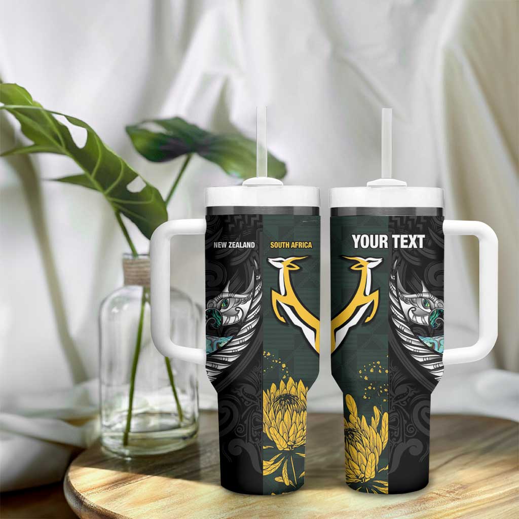 New Zealand vs South Africa Rugby Custom Tumbler With Handle Maori - African Pattern LT15