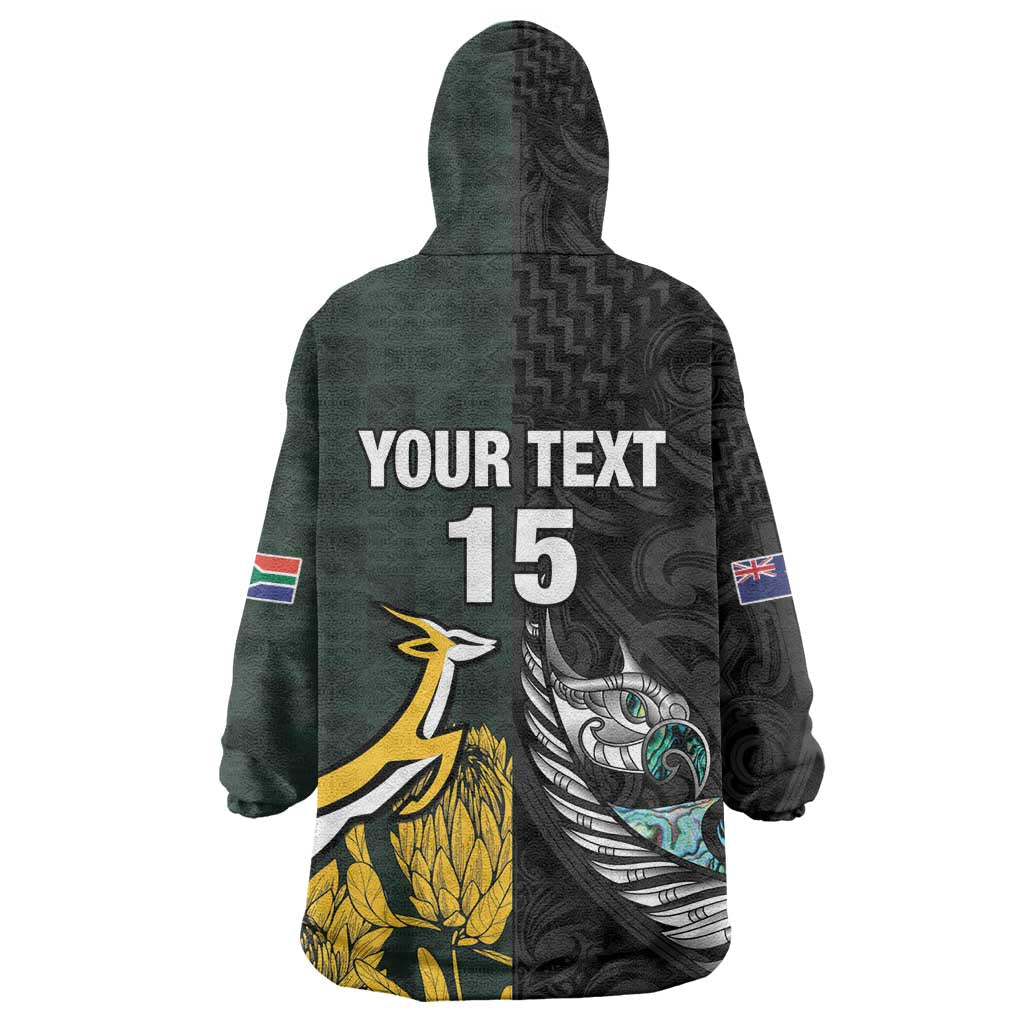 New Zealand vs South Africa Rugby Custom Wearable Blanket Hoodie Maori - African Pattern LT15