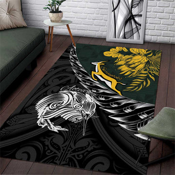 New Zealand vs South Africa Rugby Area Rug Maori Kiwi With Springboks LT15