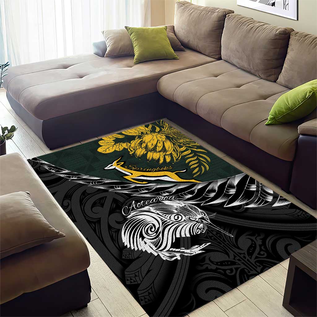 New Zealand vs South Africa Rugby Area Rug Maori Kiwi With Springboks LT15
