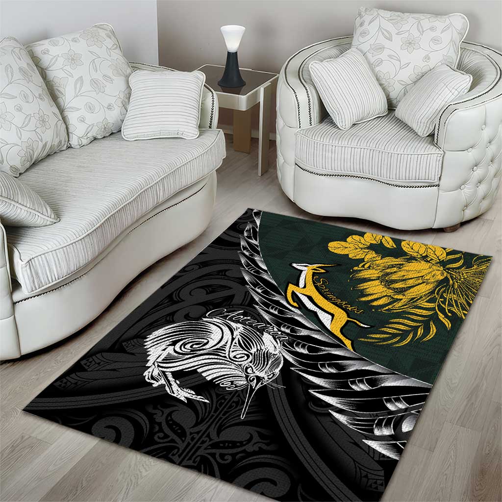 New Zealand vs South Africa Rugby Area Rug Maori Kiwi With Springboks LT15