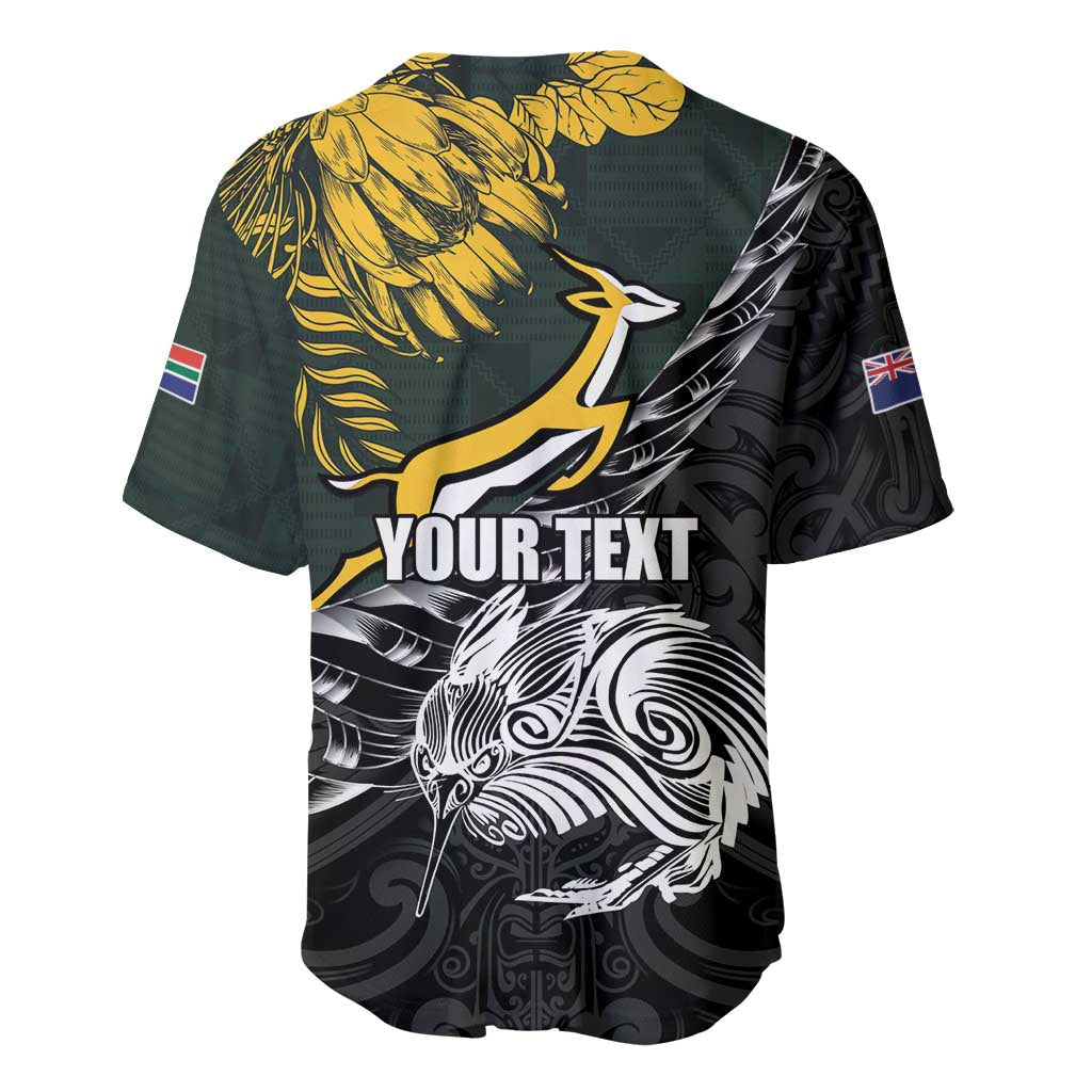 New Zealand vs South Africa Rugby Personalised Baseball Jersey Maori Kiwi With Springboks LT15