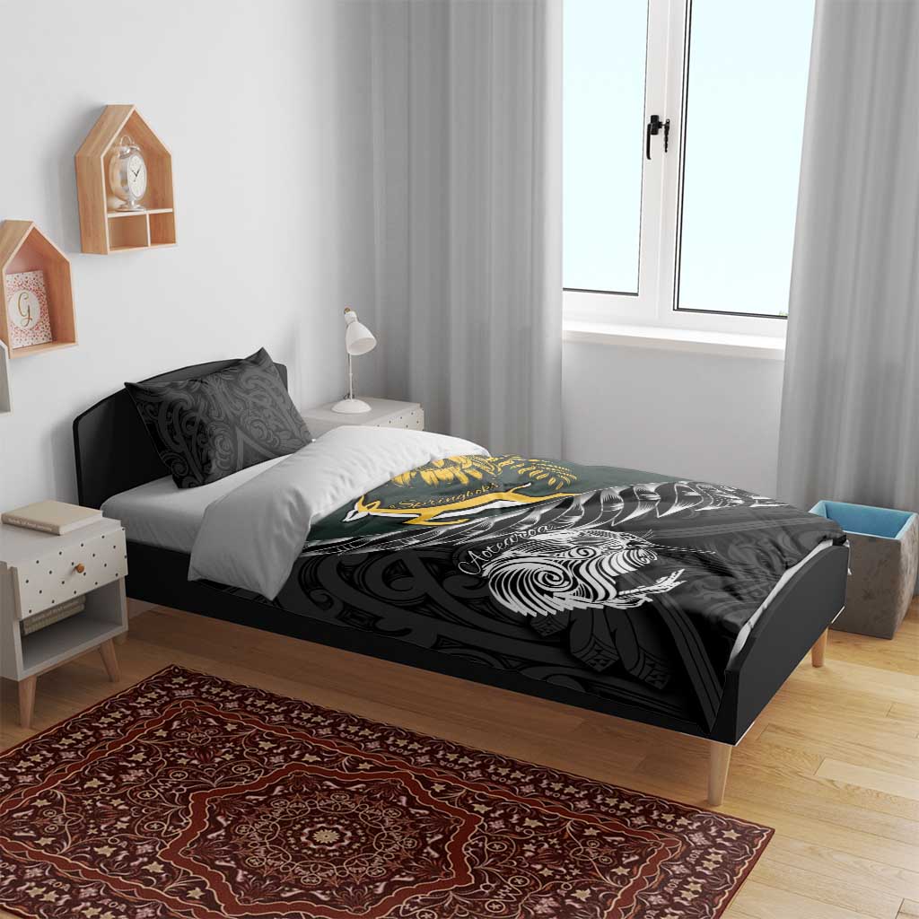 New Zealand vs South Africa Rugby Bedding Set Maori Kiwi With Springboks LT15