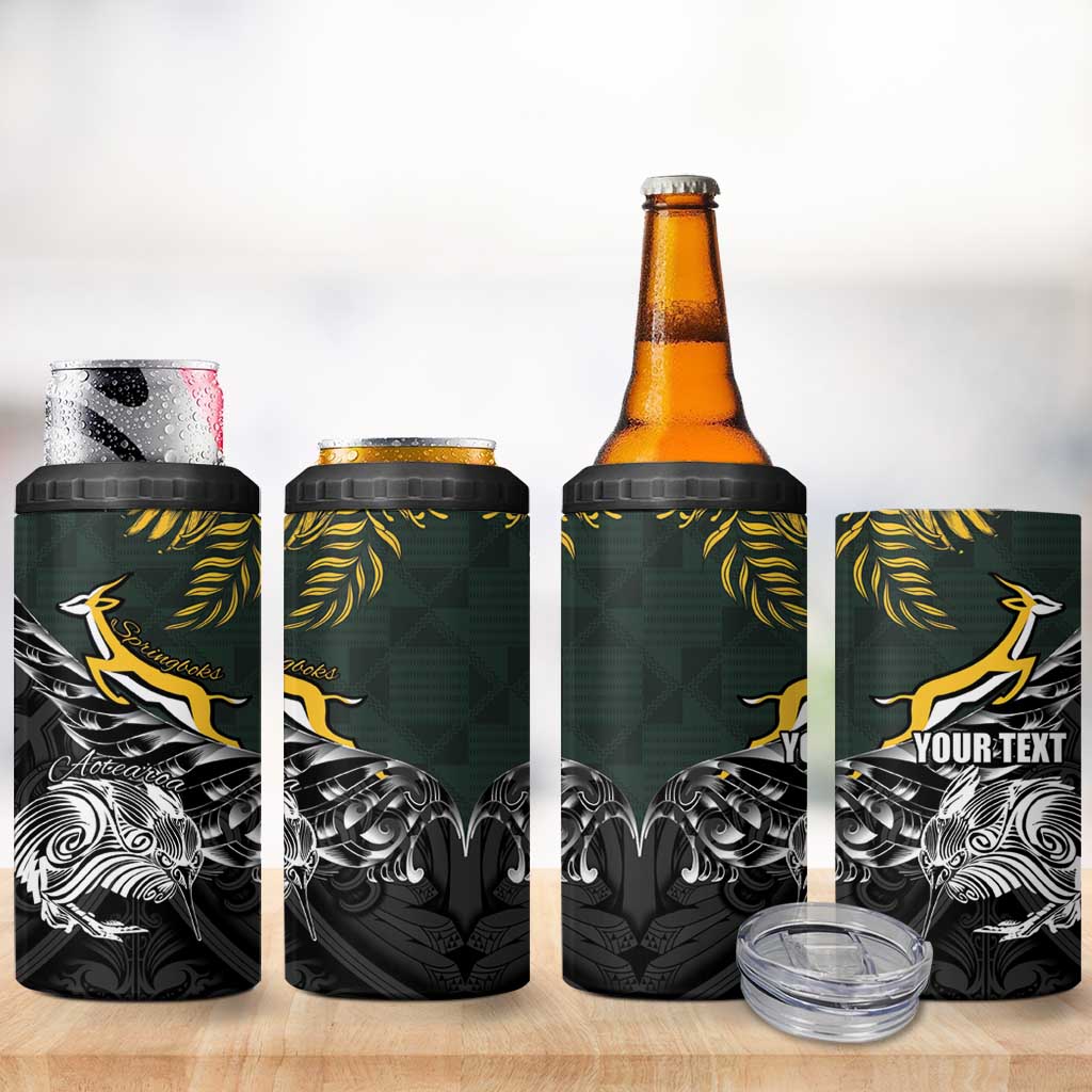 New Zealand vs South Africa Rugby Personalised 4 in 1 Can Cooler Tumbler Maori Kiwi With Springboks LT15