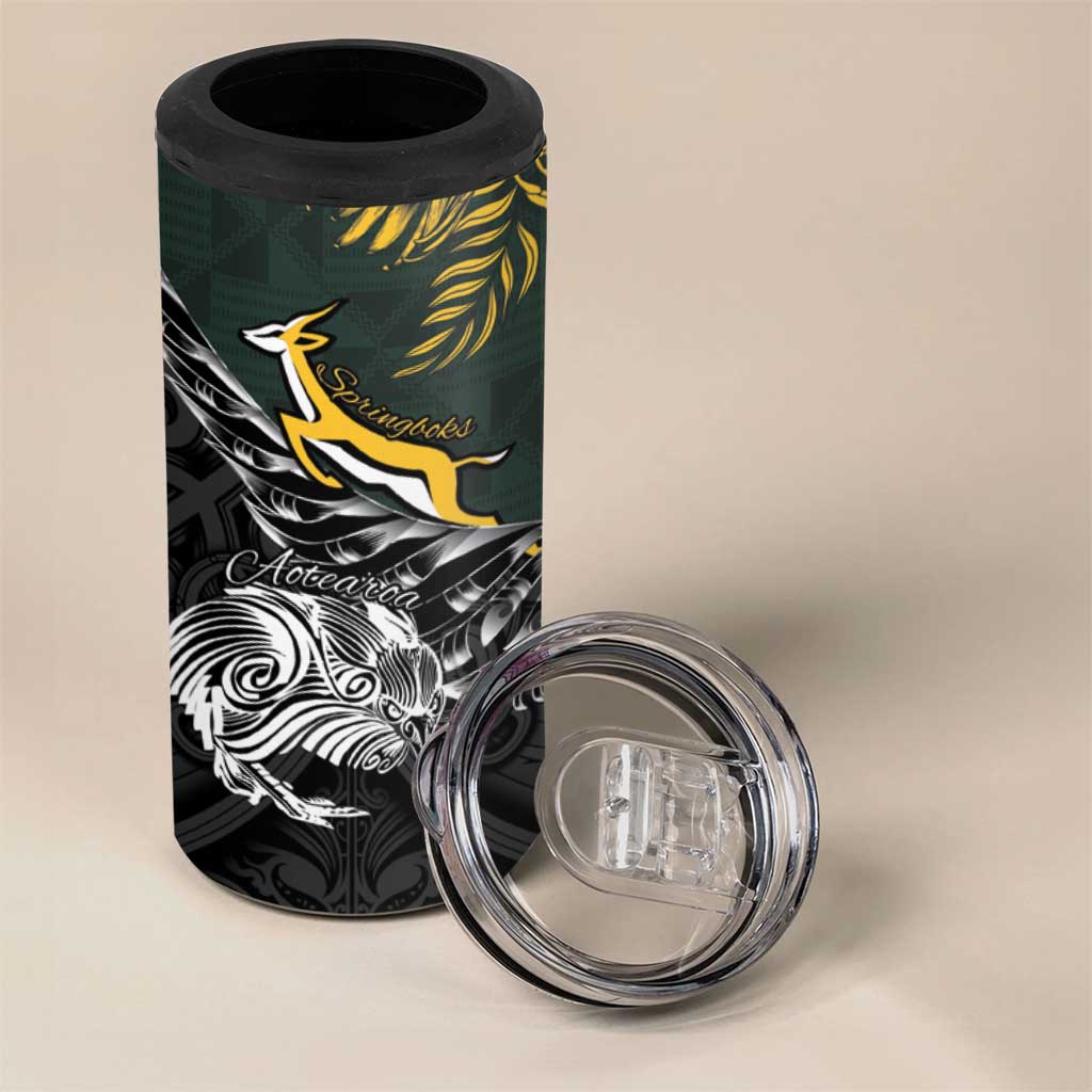 New Zealand vs South Africa Rugby Personalised 4 in 1 Can Cooler Tumbler Maori Kiwi With Springboks LT15