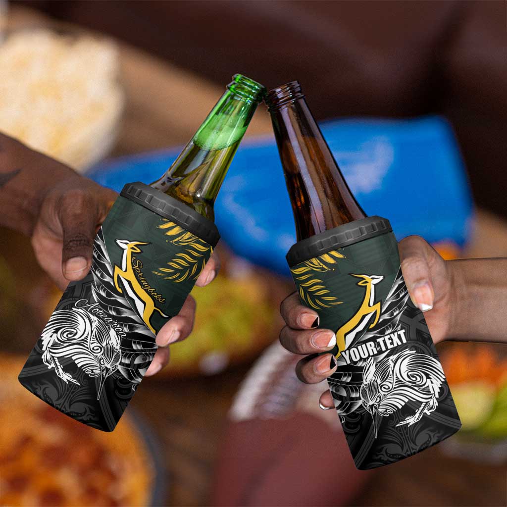New Zealand vs South Africa Rugby Personalised 4 in 1 Can Cooler Tumbler Maori Kiwi With Springboks LT15