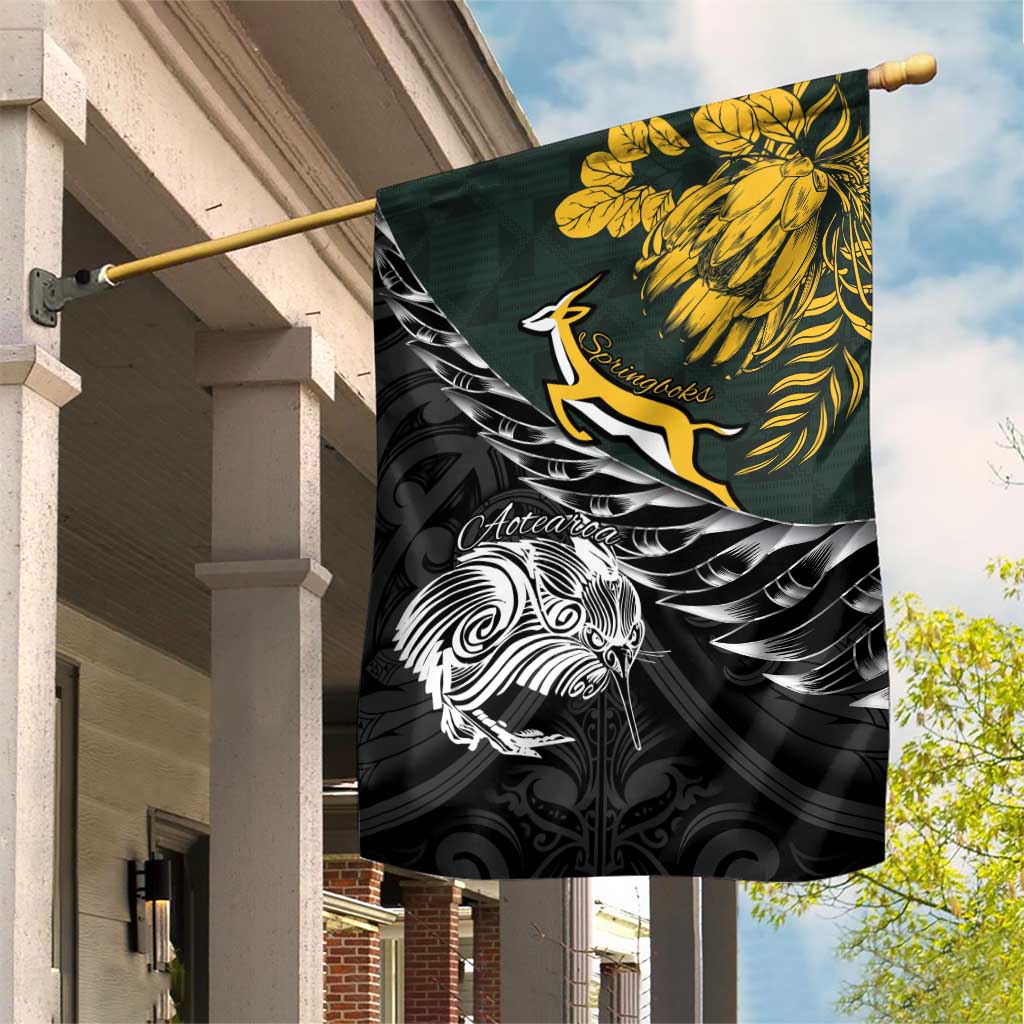 New Zealand vs South Africa Rugby Garden Flag Maori Kiwi With Springboks LT15