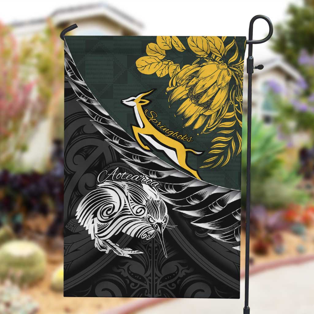 New Zealand vs South Africa Rugby Garden Flag Maori Kiwi With Springboks LT15