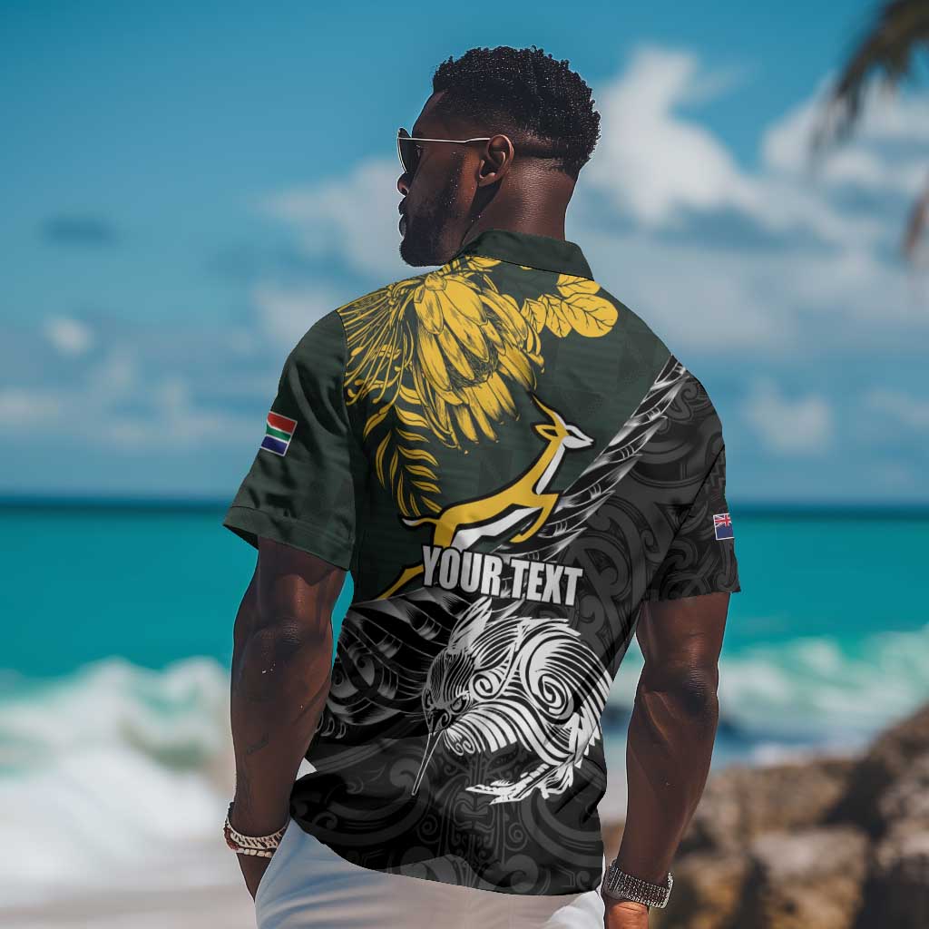 New Zealand vs South Africa Rugby Personalised Hawaiian Shirt Maori Kiwi With Springboks LT15