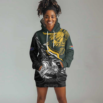 New Zealand vs South Africa Rugby Personalised Hoodie Dress Maori Kiwi With Springboks LT15