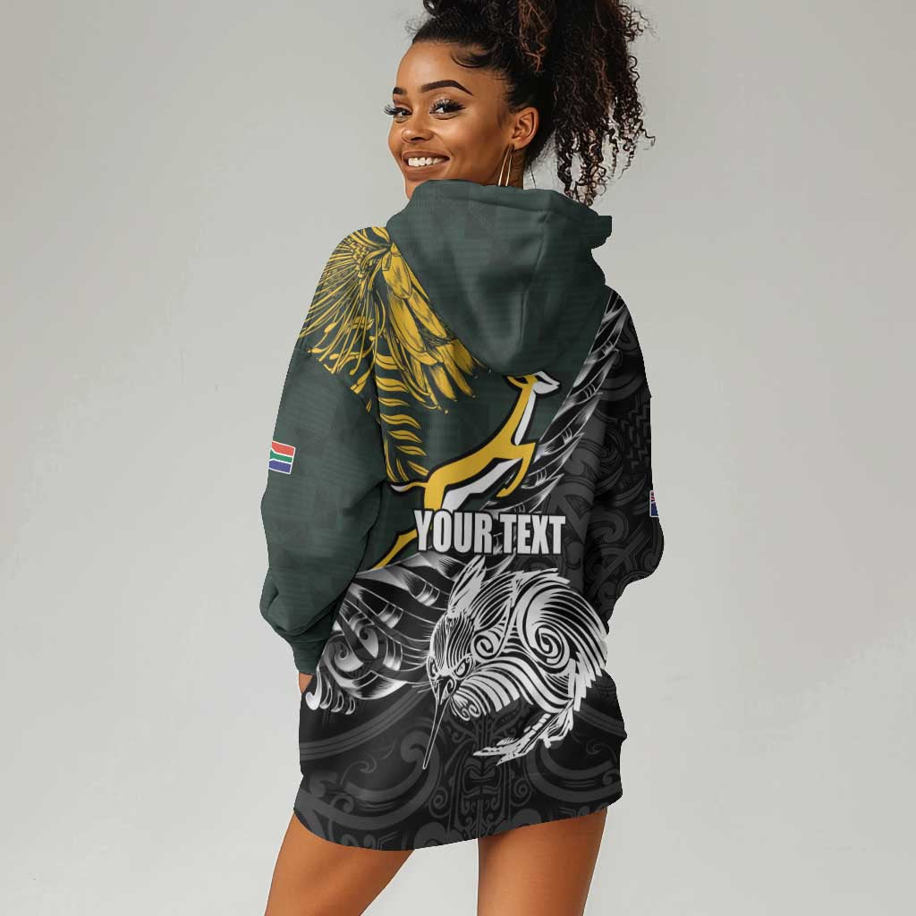 New Zealand vs South Africa Rugby Personalised Hoodie Dress Maori Kiwi With Springboks LT15