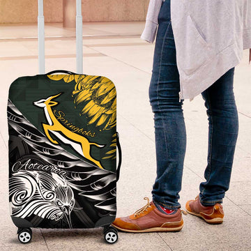 New Zealand and South Africa Rugby Luggage Cover Maori Kiwi With Springboks LT15