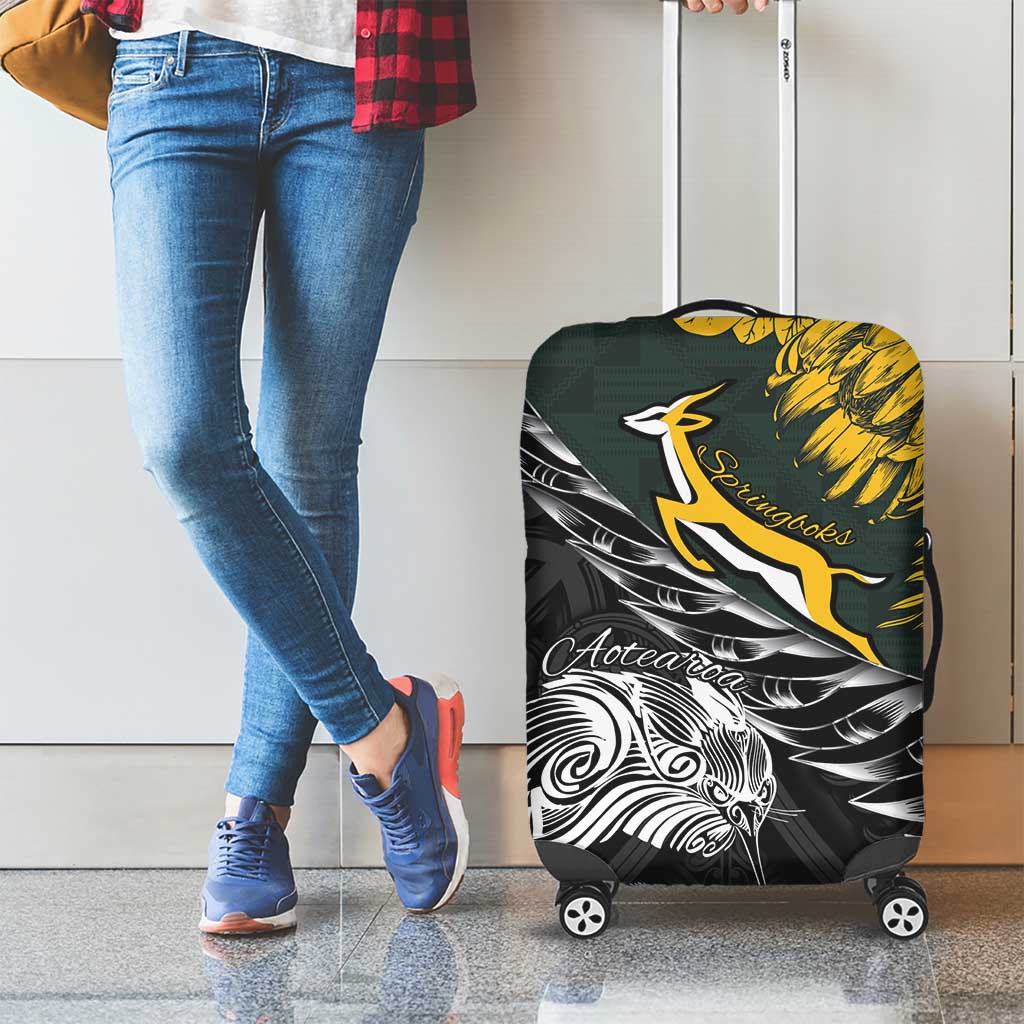 New Zealand and South Africa Rugby Luggage Cover Maori Kiwi With Springboks LT15