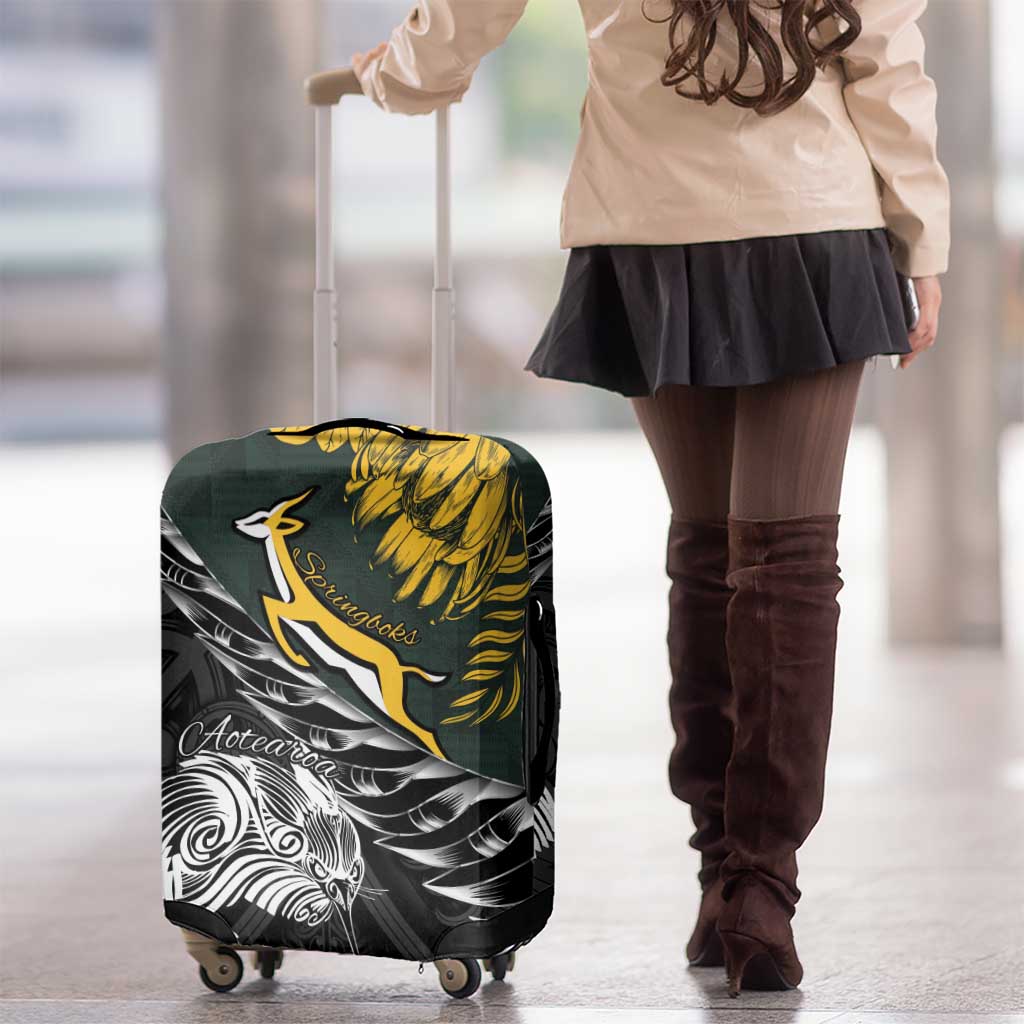 New Zealand and South Africa Rugby Luggage Cover Maori Kiwi With Springboks LT15