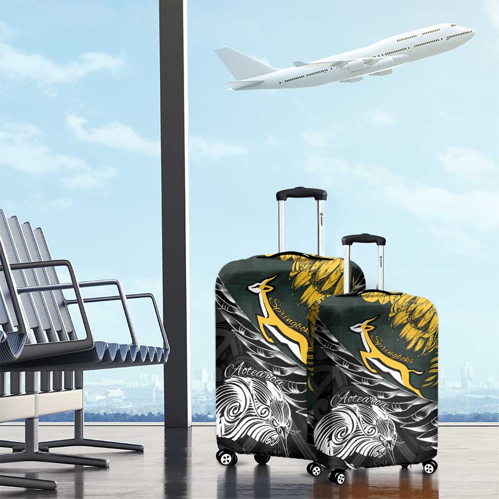 New Zealand and South Africa Rugby Luggage Cover Maori Kiwi With Springboks LT15