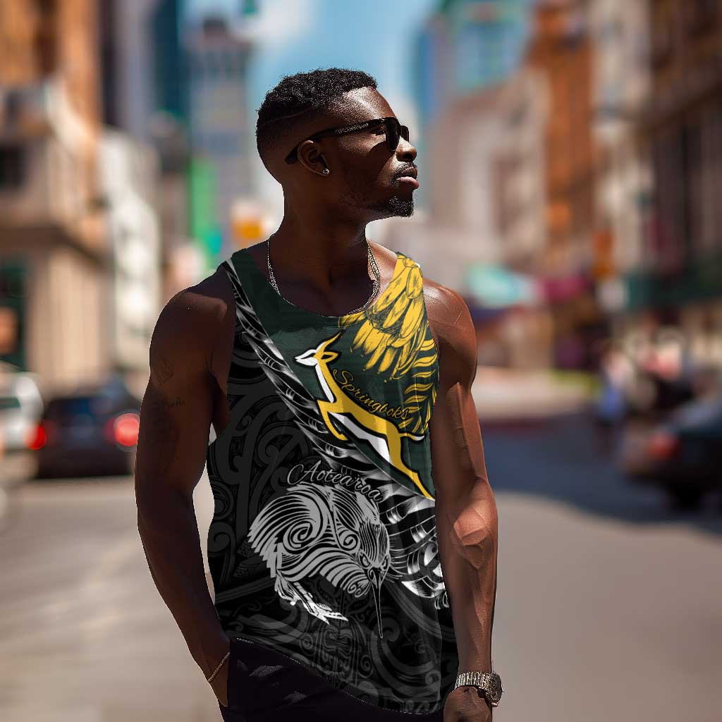 New Zealand vs South Africa Rugby Personalised Men Tank Top Maori Kiwi With Springboks LT15