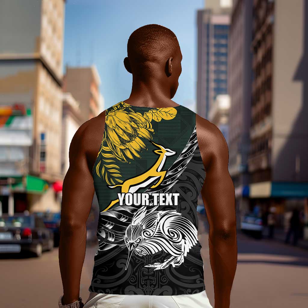 New Zealand vs South Africa Rugby Personalised Men Tank Top Maori Kiwi With Springboks LT15