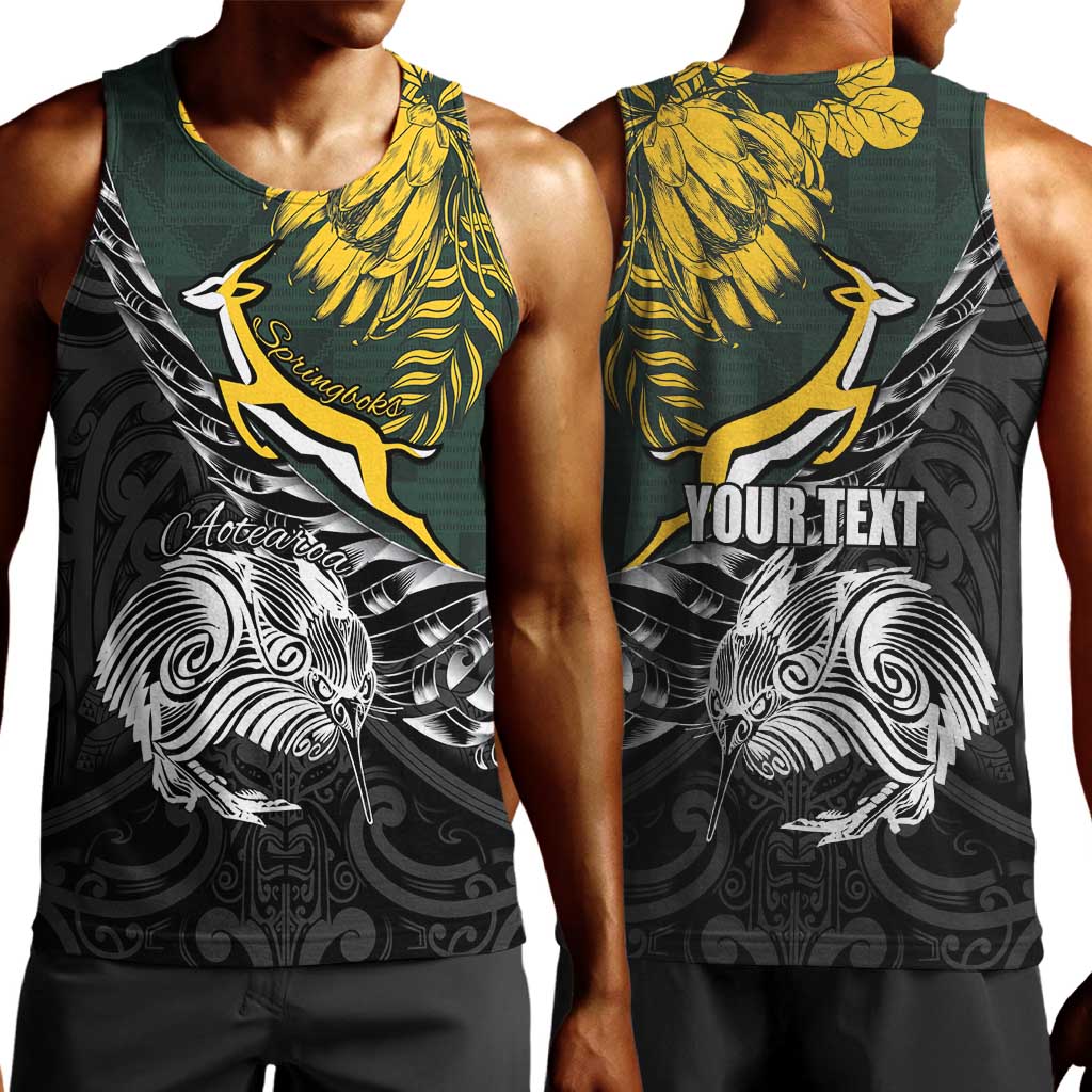 New Zealand vs South Africa Rugby Personalised Men Tank Top Maori Kiwi With Springboks LT15