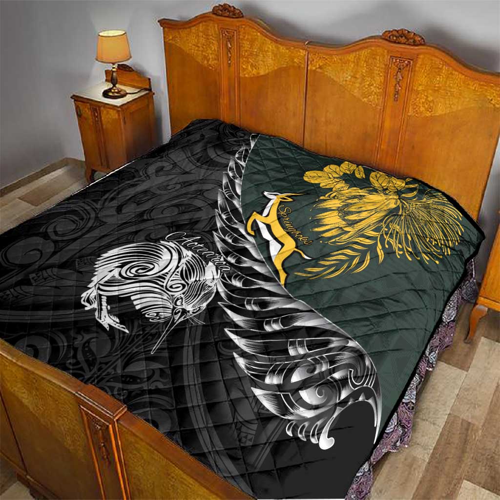 New Zealand vs South Africa Rugby Quilt Maori Kiwi With Springboks LT15