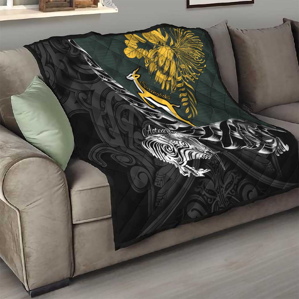 New Zealand vs South Africa Rugby Quilt Maori Kiwi With Springboks LT15