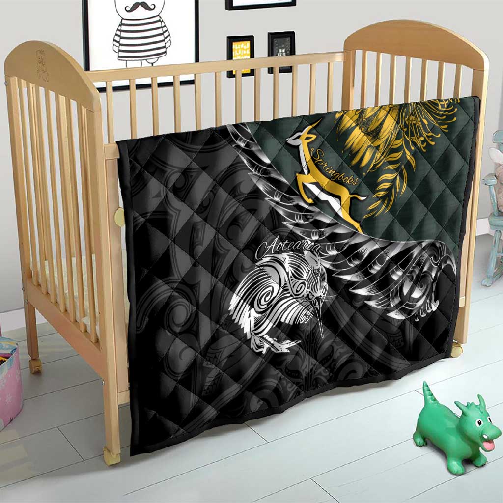 New Zealand vs South Africa Rugby Quilt Maori Kiwi With Springboks LT15