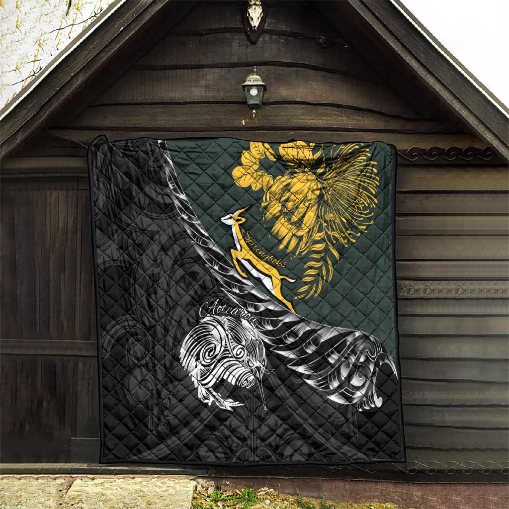New Zealand vs South Africa Rugby Quilt Maori Kiwi With Springboks LT15