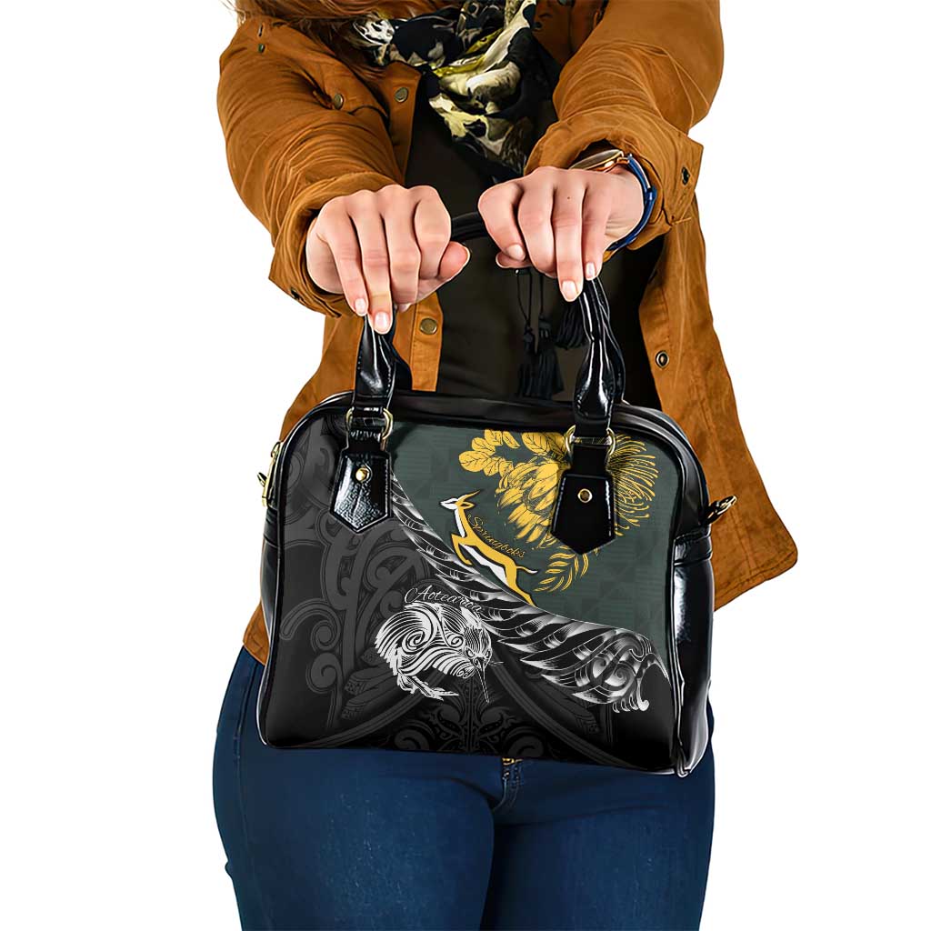 New Zealand and South Africa Rugby Shoulder Handbag Maori Kiwi With Springboks LT15