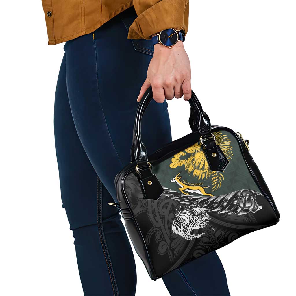 New Zealand and South Africa Rugby Shoulder Handbag Maori Kiwi With Springboks LT15