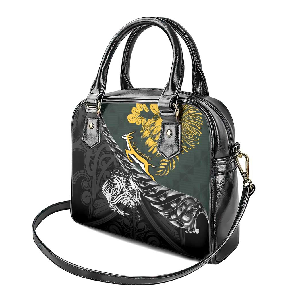 New Zealand and South Africa Rugby Shoulder Handbag Maori Kiwi With Springboks LT15