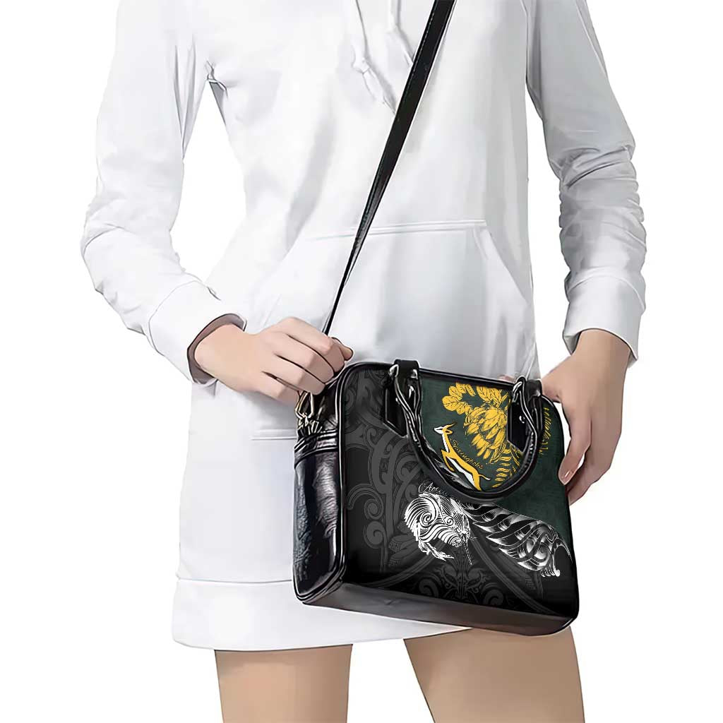 New Zealand and South Africa Rugby Shoulder Handbag Maori Kiwi With Springboks LT15