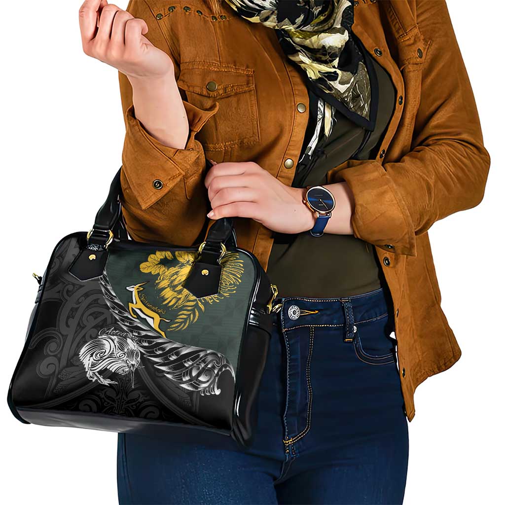 New Zealand and South Africa Rugby Shoulder Handbag Maori Kiwi With Springboks LT15