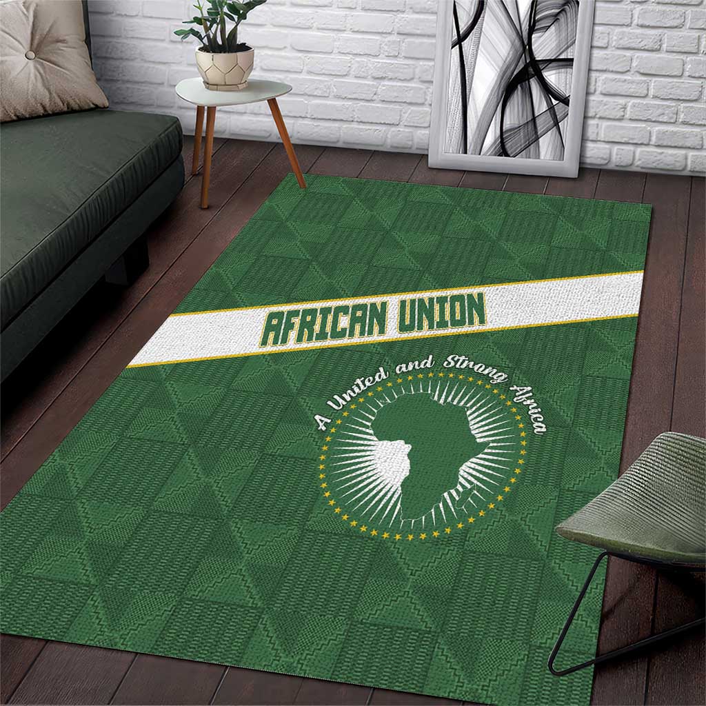 African Union Day Area Rug Emblem With Kente Pattern LT15