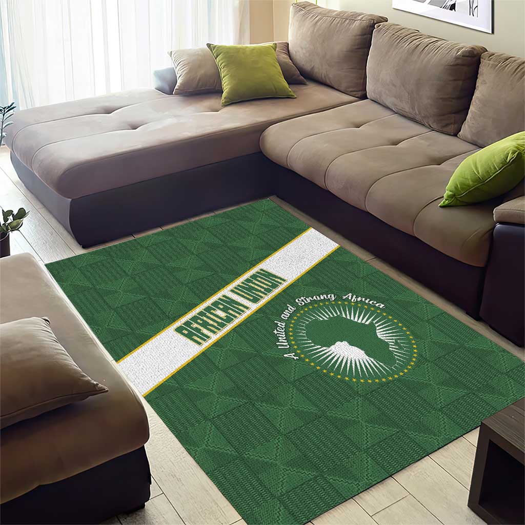 African Union Day Area Rug Emblem With Kente Pattern LT15