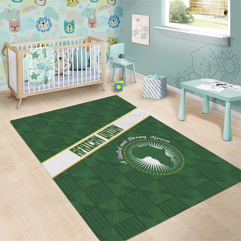 African Union Day Area Rug Emblem With Kente Pattern LT15