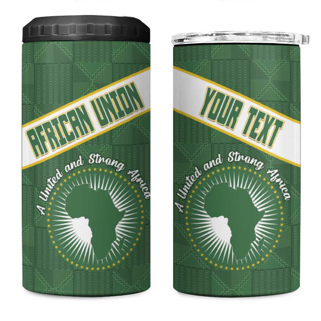 Personalized African Union Day 4 in 1 Can Cooler Tumbler Emblem With Kente Pattern LT15