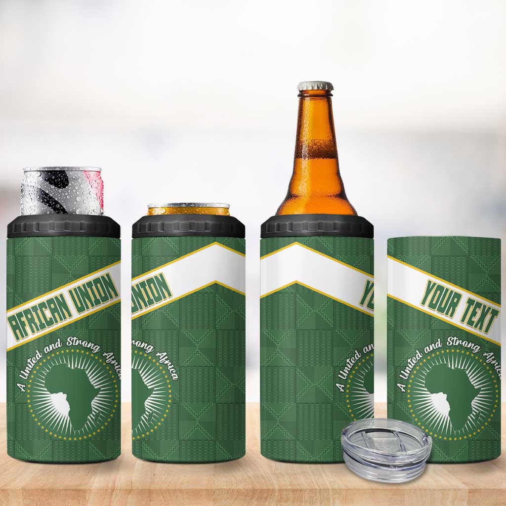 Personalized African Union Day 4 in 1 Can Cooler Tumbler Emblem With Kente Pattern LT15