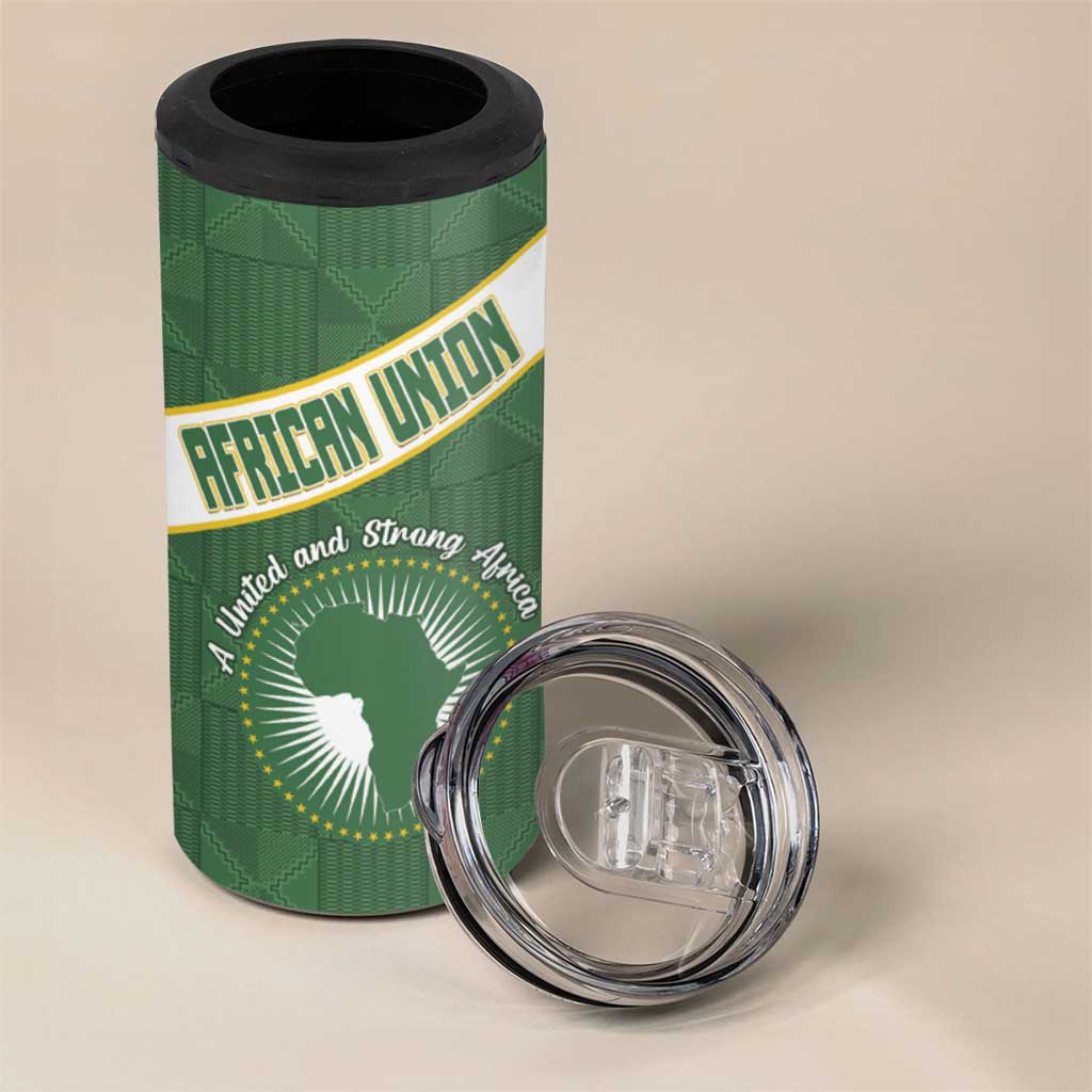 Personalized African Union Day 4 in 1 Can Cooler Tumbler Emblem With Kente Pattern LT15
