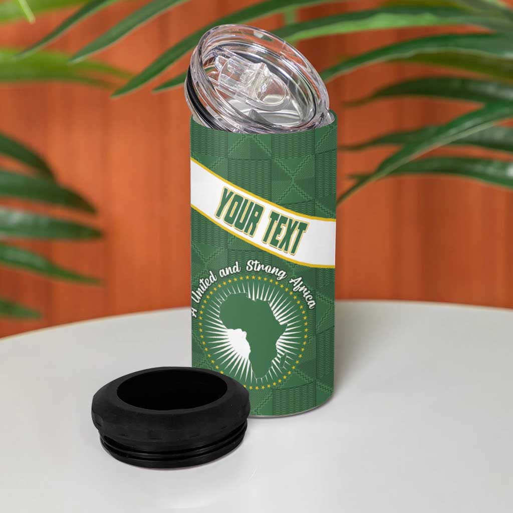 Personalized African Union Day 4 in 1 Can Cooler Tumbler Emblem With Kente Pattern LT15