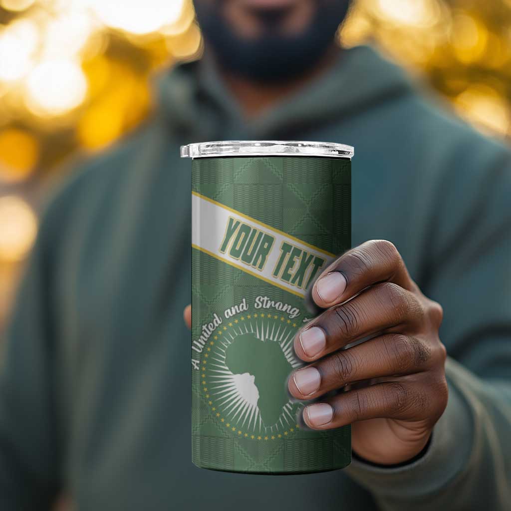 Personalized African Union Day 4 in 1 Can Cooler Tumbler Emblem With Kente Pattern LT15