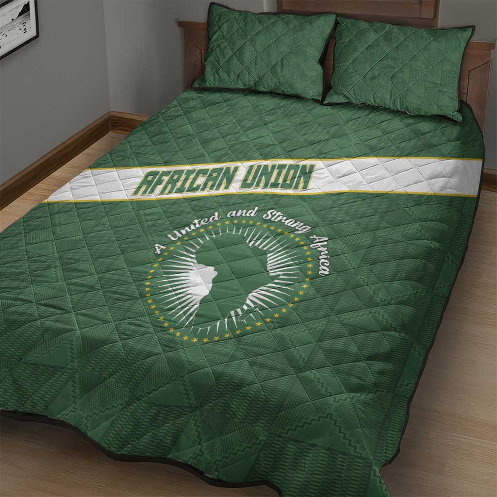 African Union Day Quilt Bed Set Emblem With Kente Pattern LT15