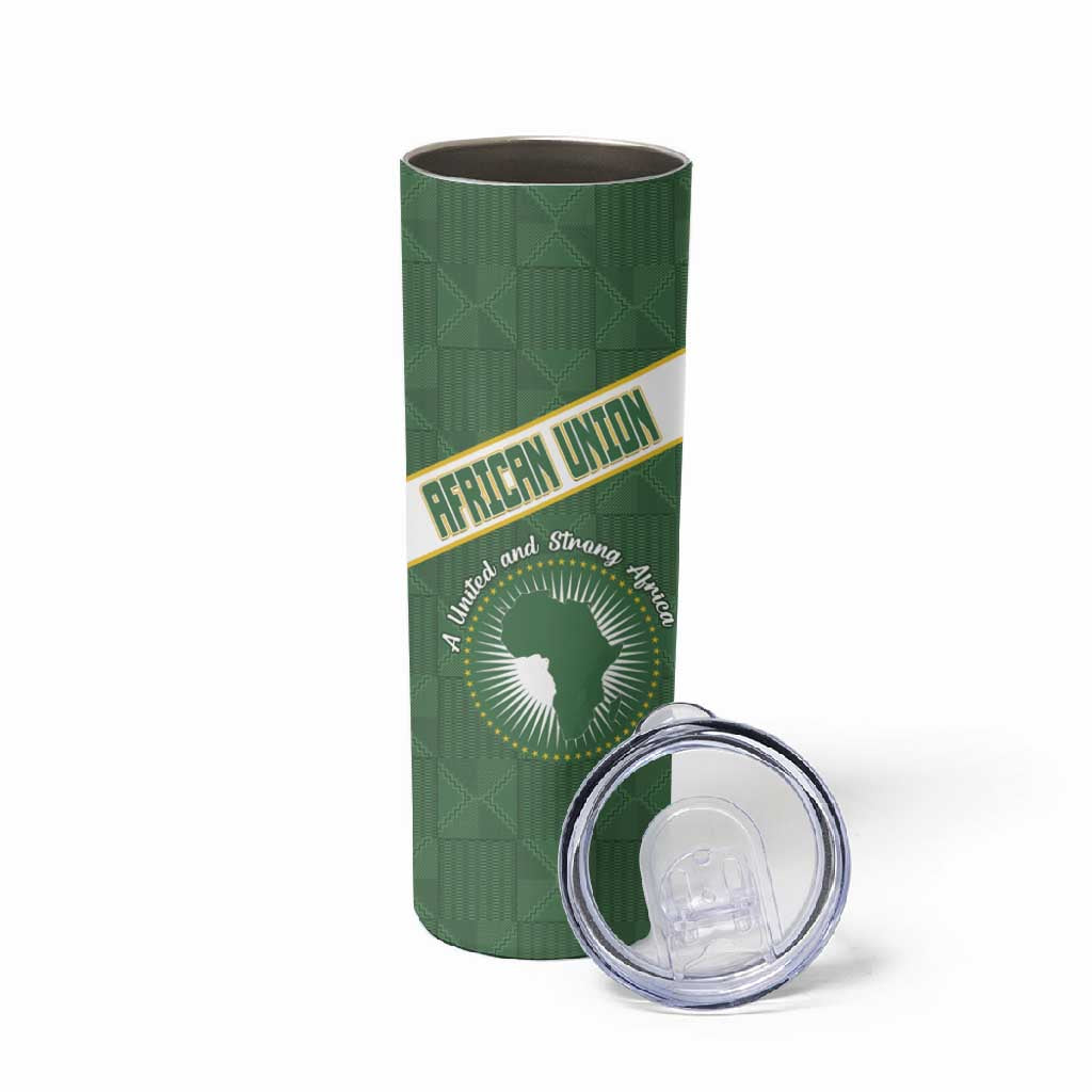 Personalized African Union Day Skinny Tumbler Emblem With Kente Pattern LT15