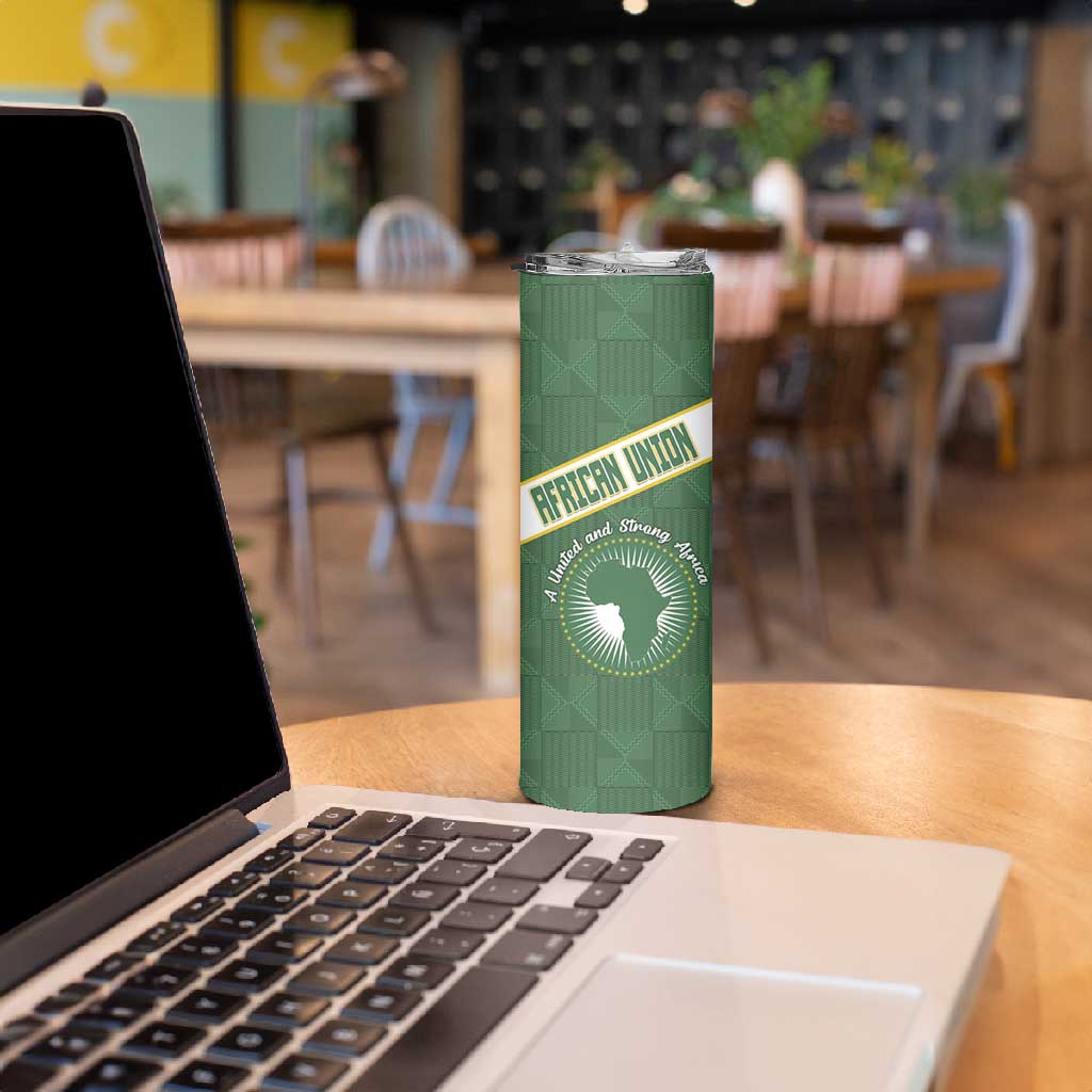 Personalized African Union Day Skinny Tumbler Emblem With Kente Pattern LT15