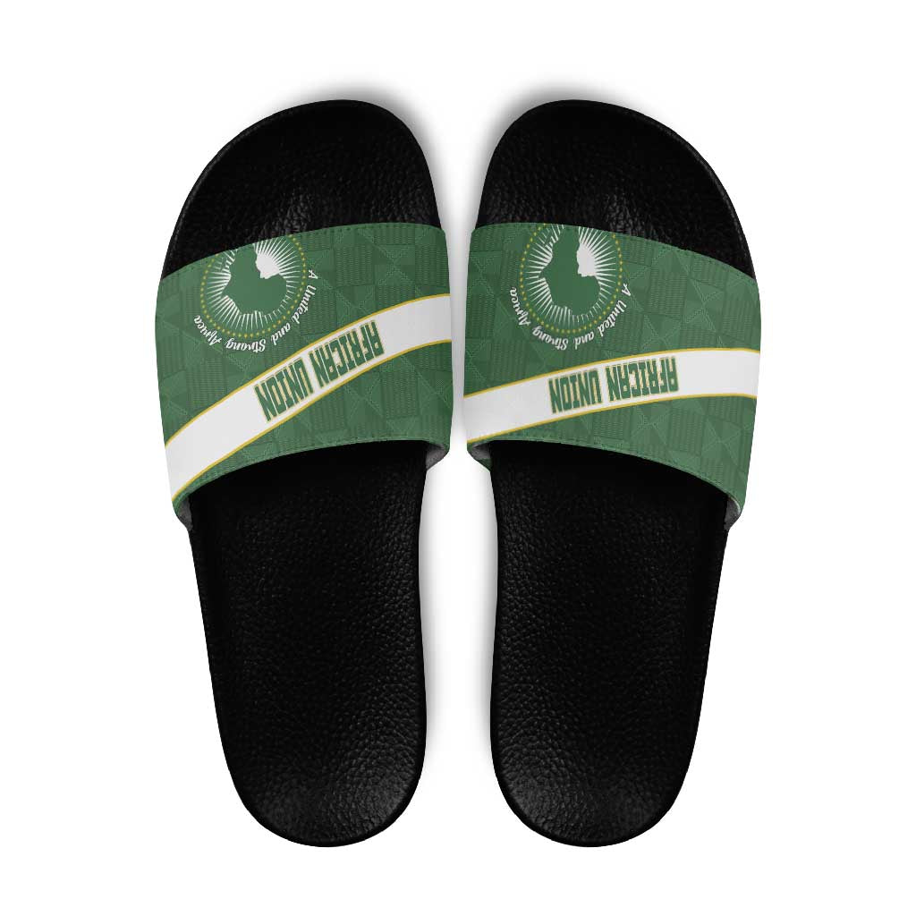 African Union Day Slide Sandals Emblem With Kente Pattern LT15