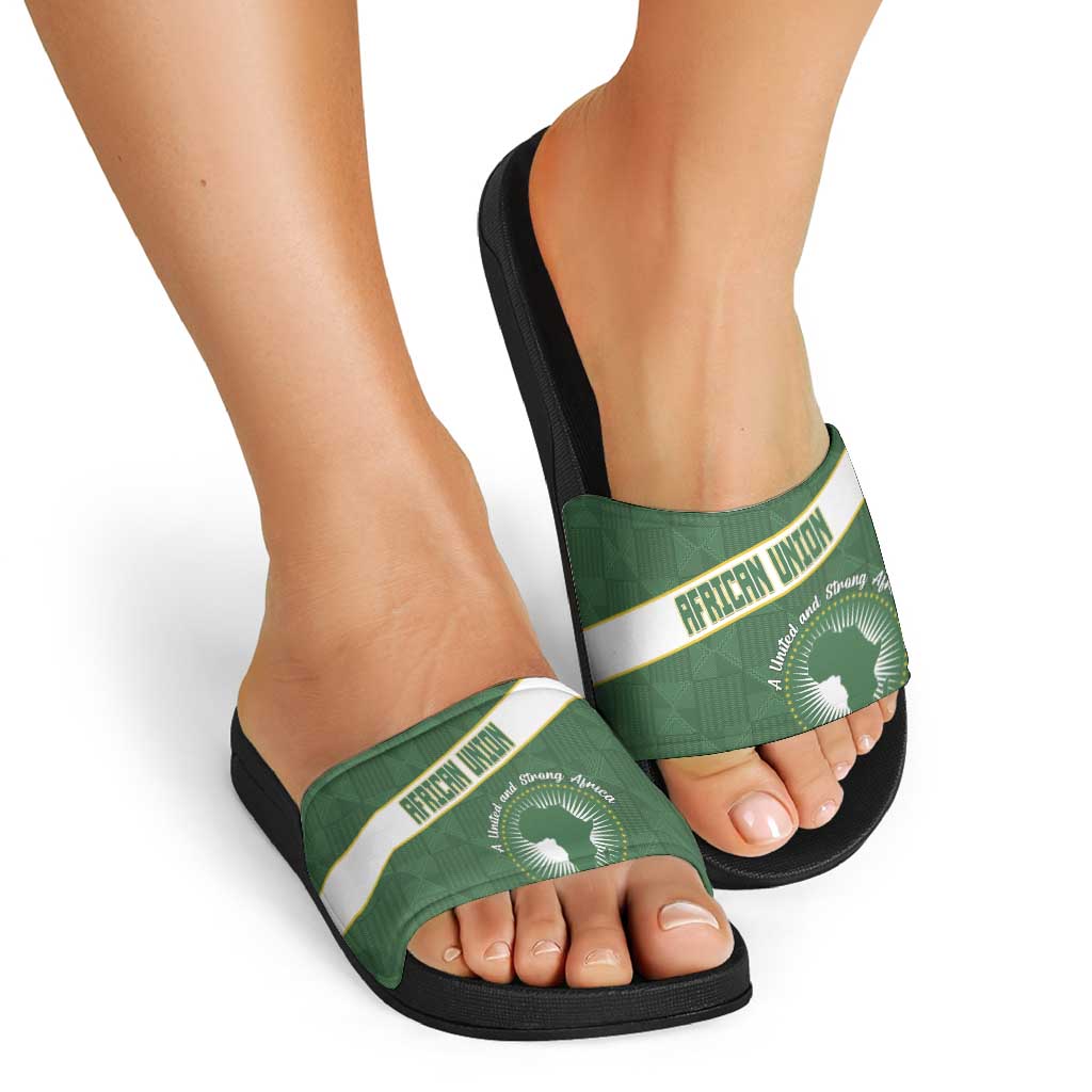 African Union Day Slide Sandals Emblem With Kente Pattern LT15